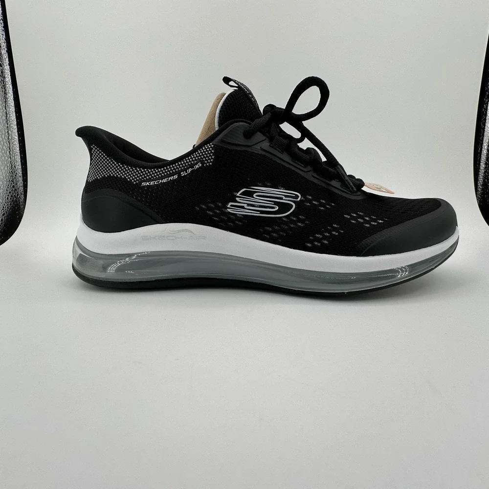 Skechers Skech-Air Element 2.0 Shoes Womens 8 Black White Hands Free Slip-in NEW